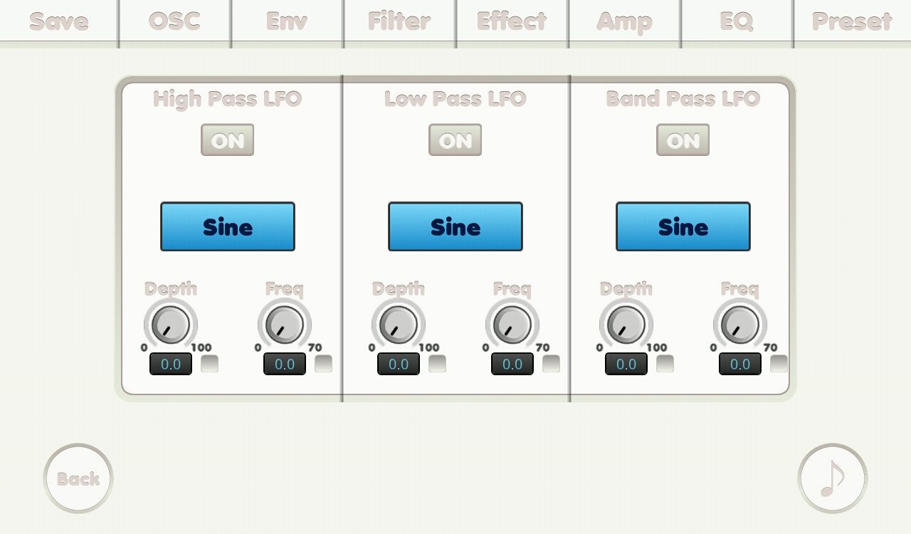 Filter LFO screen