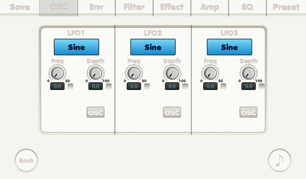 OSC LFO screen