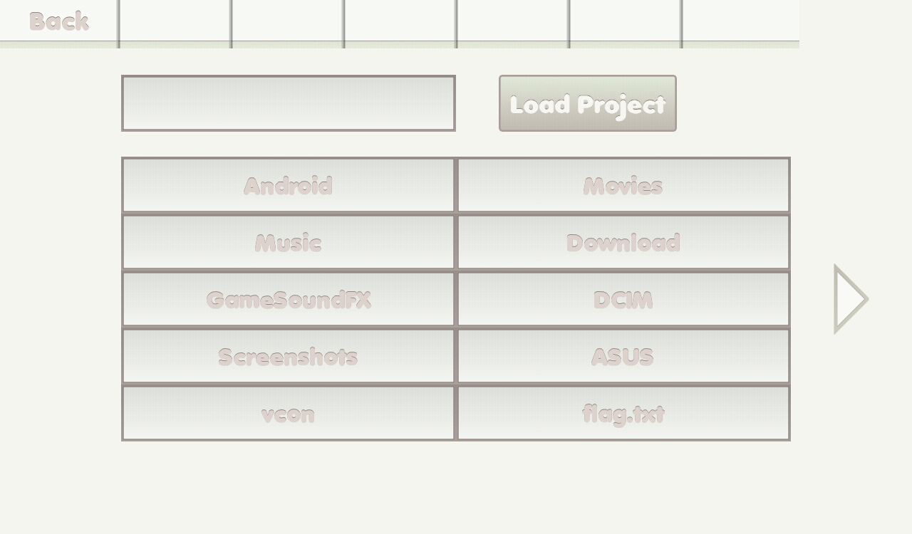 Load project screen