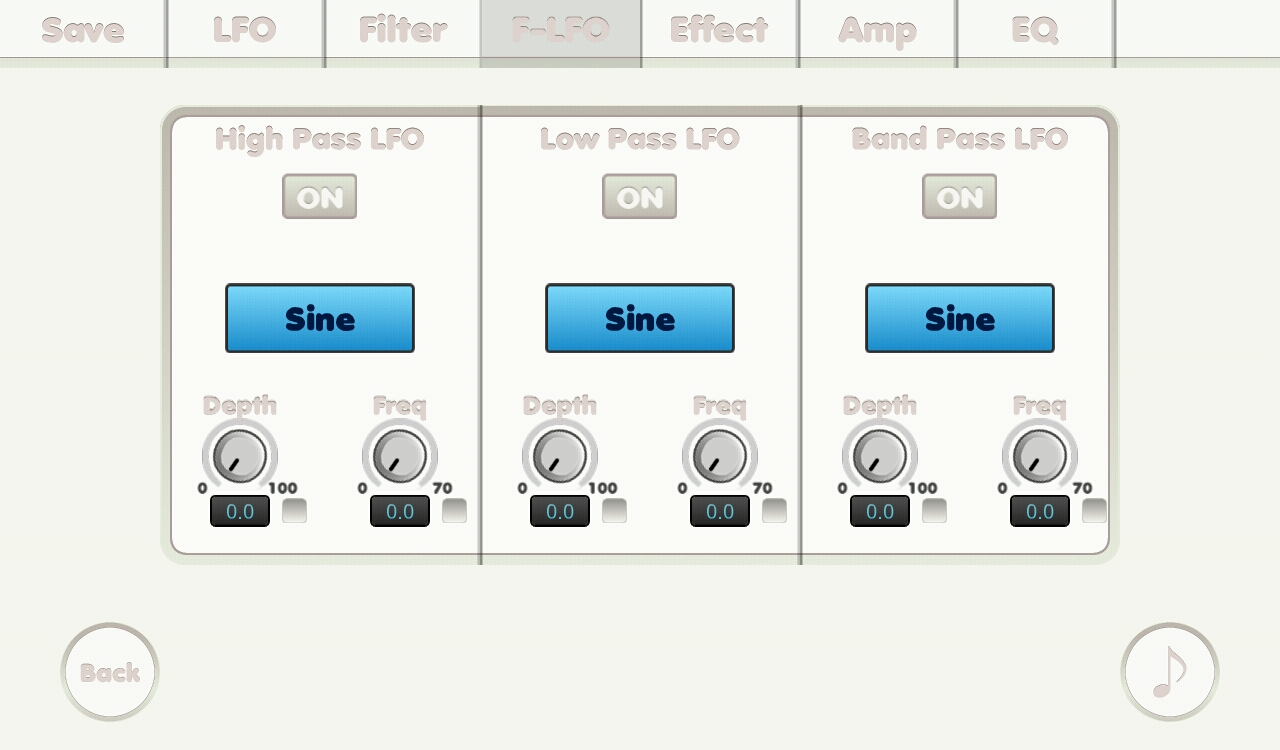 Filter LFO screen